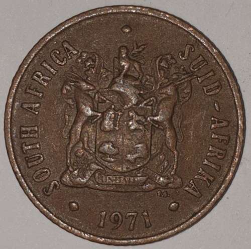 1971 - 2 CENT COIN (TWO CENT COIN) - RSA - BRONZE - KM#83 - BILINGUAL LEGEND - WILDEBEEST